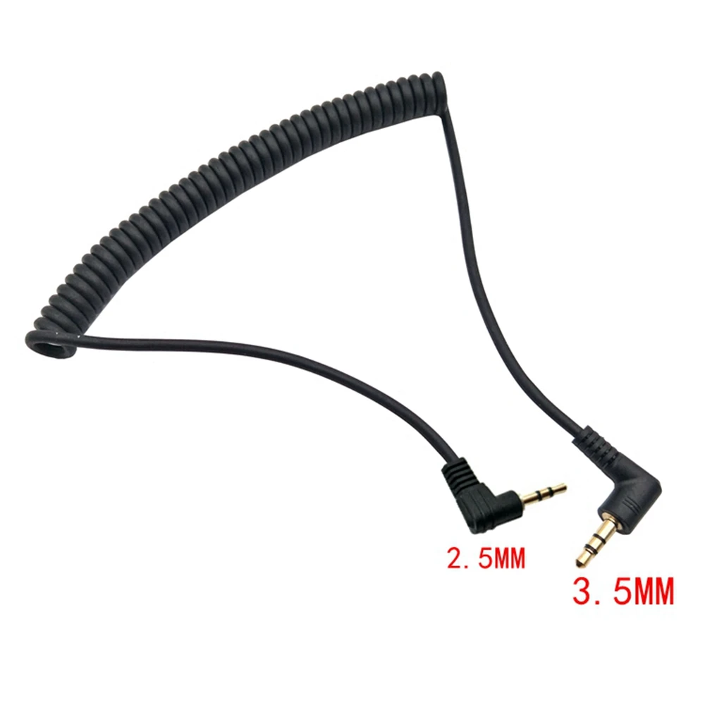 90 degree 3.5mm 3 Pole Male to 2.5mm 3 Pole Male Headphones Stereo Audio AUX Mini Spring Coiled spiral Cable