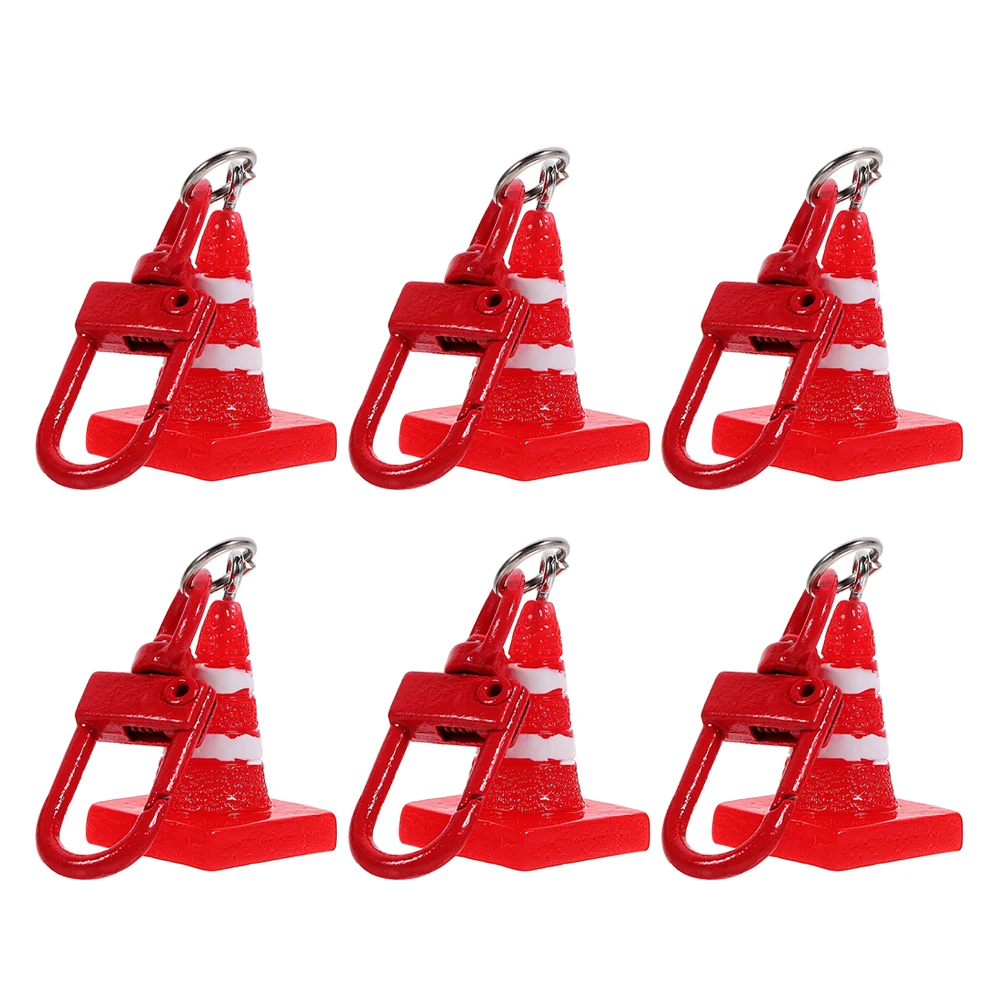 

6pcs Mini Traffic Cone Keychain Construction Theme Party Favors Bag Hanging Decor Novelty Reward Goodie Fillers
