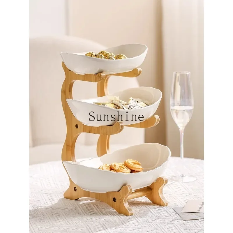 

Modern living room coffee table household ceramic multi-layer Internet celebrity fruit basin snack plate