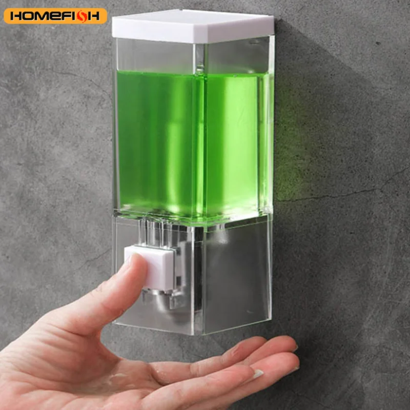 Homefish Punch‑Free Wall‑Mounted Manual Soap Dispenser Transparent No‑Trace Press‑Type Liquid Bottle For Bathroom Sanitizer Stor