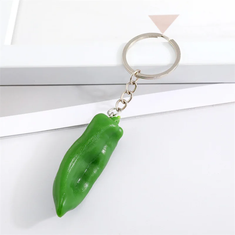 1Pcs Creative Chili Food Pendant Key Ring For Women Men Gift Fashion Cute Funny Color Simulation Vegetable Bag Car Box Keychain