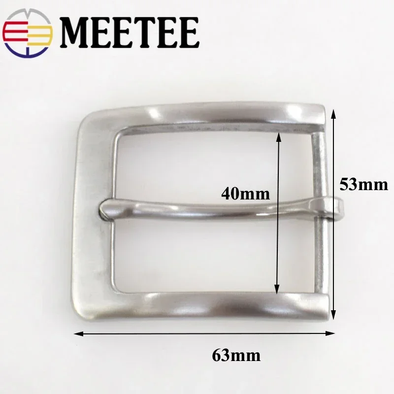 Meetee 40mm Wide Solid Stainless Steel Belt Buckle Brushed Pin Buckles Metal Cowboy Jeans  Accessory for 38mm Belts Head