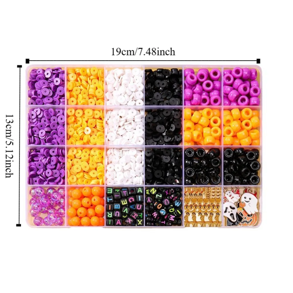 Acrylic Friendship Bracelet Making Set Letter 24 Grid Box Halloween Beads Bracelet Making Kit Cartoon Skull Bead