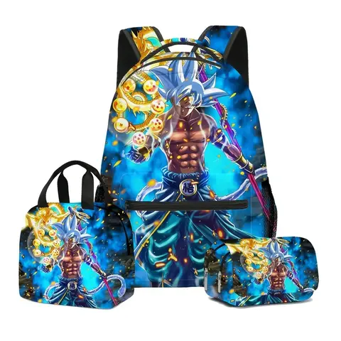 3D-tryck Dragon Ball Stor Ryggsäck Set Goku Super Saiyan GT Z Lunchväska Pennfodral för Pojkar Skolresor Picknick 20L 6 best sales Goku-ryggsäck - №4