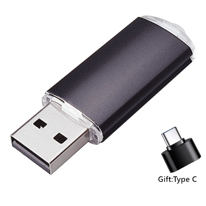 Unidad flash USB 64 gb metal 2.0 Pendrive 4gb 8gb 16gb 32gb llave USB 128gb memoria USB enviar adaptador tipo c