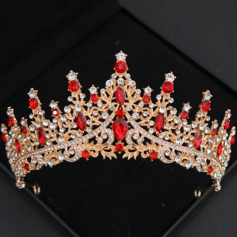 Barok Kristal Tiara 'S En Kronen Strass Prom Diadeem Kroon Voor Vrouwen Bruids Bruiloft Haaraccessoires Sieraden Kroon Tiara