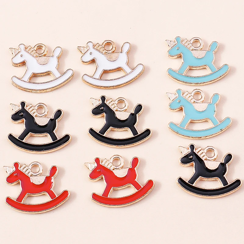 20 Stück 15x12mm Cartoon Tier Charms Emaille Trojanisches Pferd Charms Anhänger für Schmuckherstellung Ohrringe Halsketten DIY Bastelbedarf – Detail 2