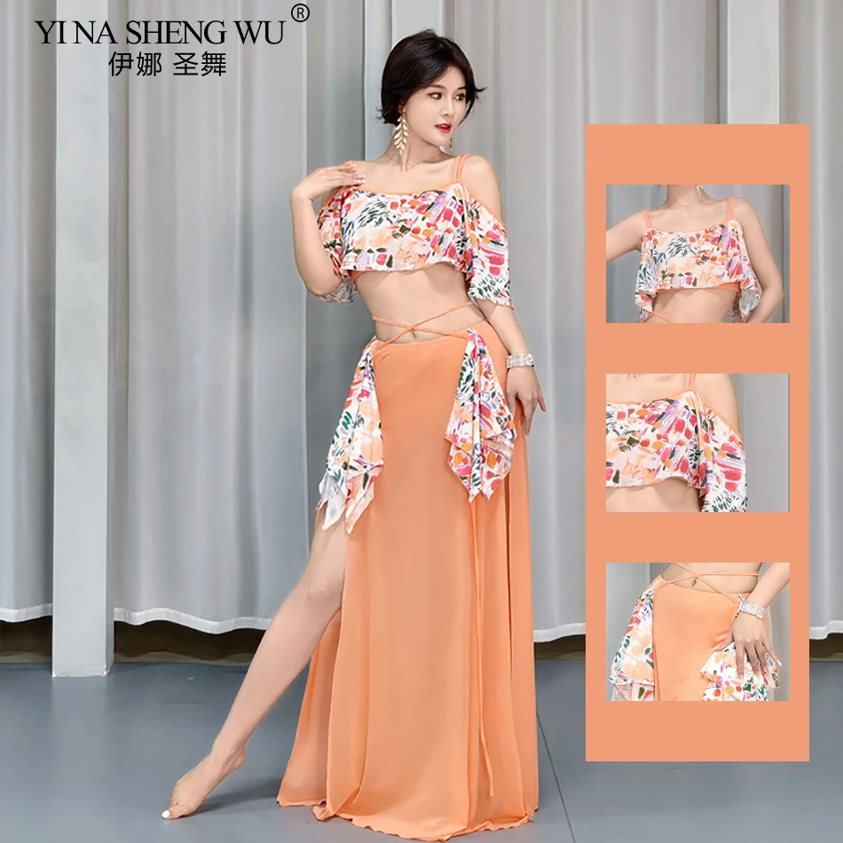 Set da 2 pezzi Top e gonna Costume da danza del ventre Abito per donne adulte Performance sul palco Tuta da lavoro Abiti da pratica Performance