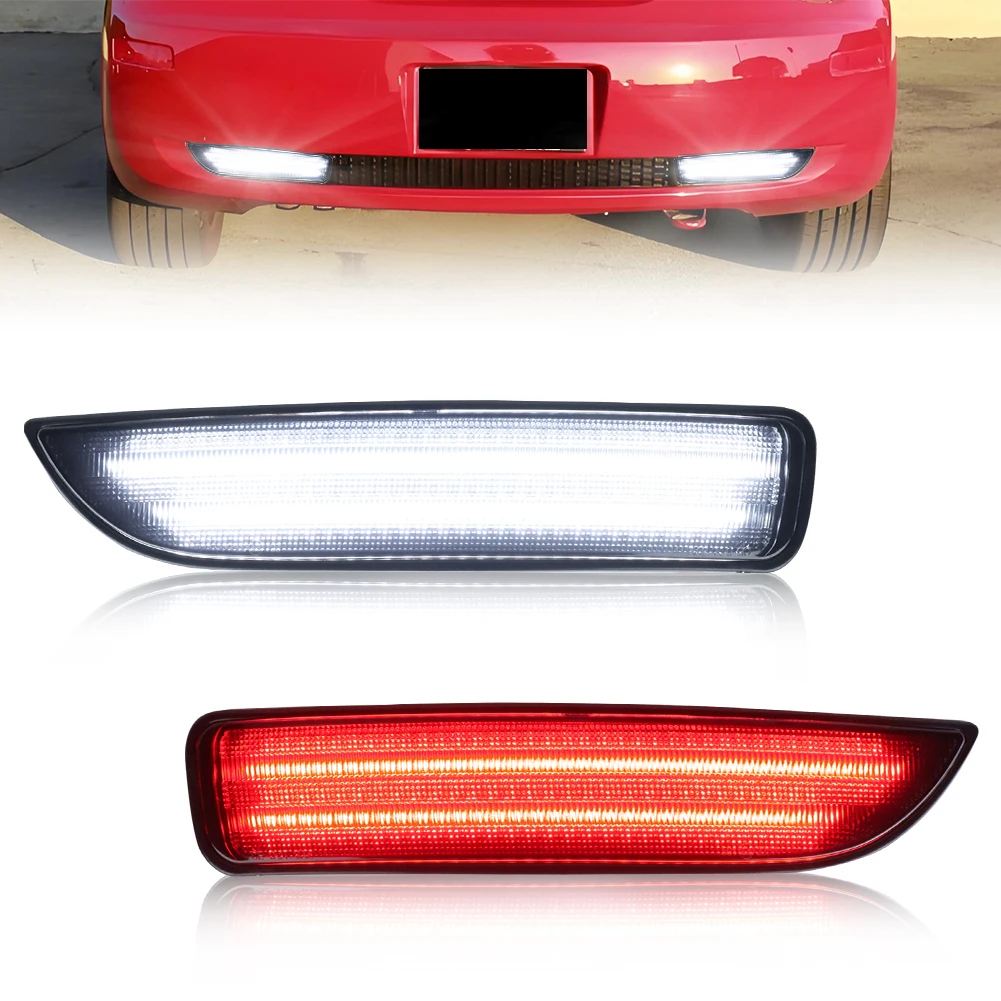 

2Pcs Rear Bumper Backup Light Reverse Light Brake Light Tail Light Red/White LED For 2006 2007 2008 2009 2010 Volkswagen Beetle