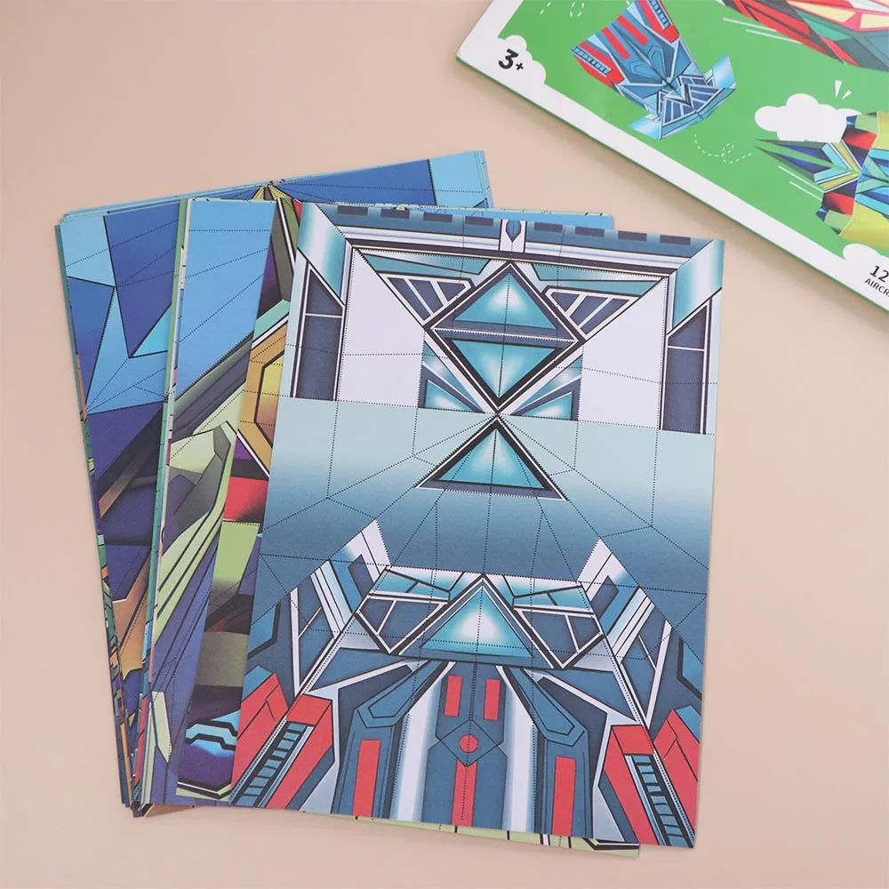 Paper Handmade Airplane Origami Art Learning Montessori Airplane Origami Set Cartoon Folding Versatile Paper Aircraft