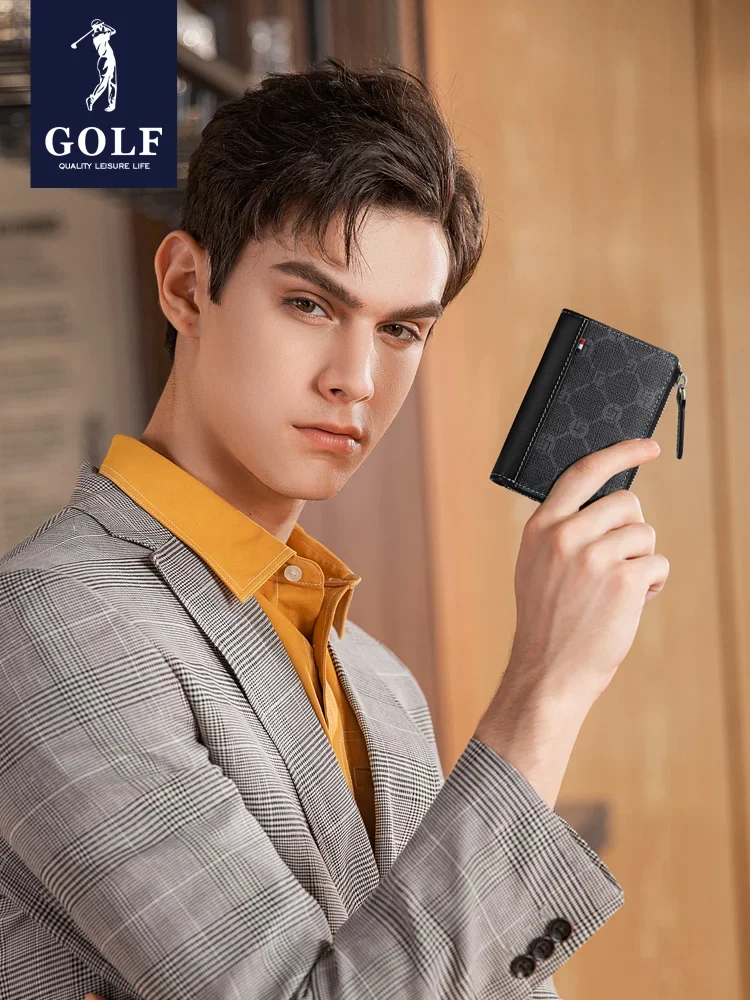 GOLF Small Money Clip Wallet Credit Card Id Money Holder Coin Purse Leather High Quality Gentleman Wallet Mini Anti-theft Brush