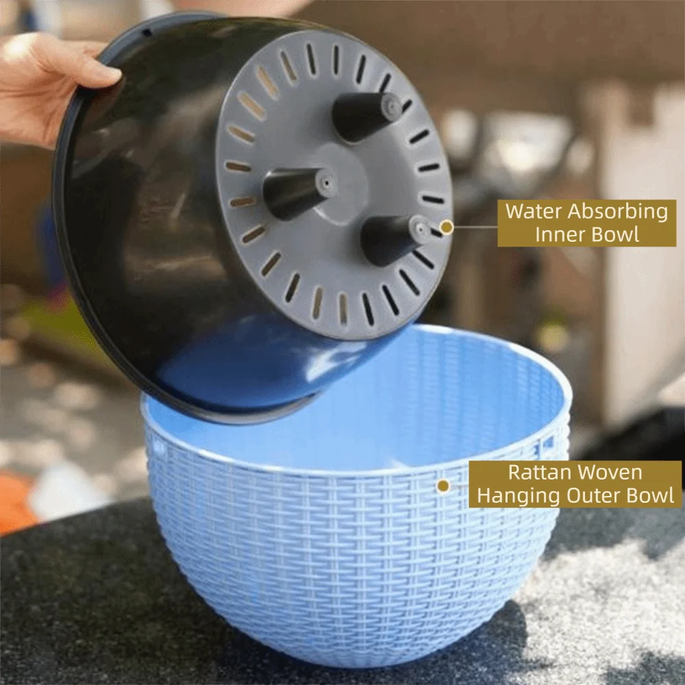 

Plastic Imitation Rattan Hanging Pot European Style Stackable Hanging Flower Pot Self Absorbing Water with Chain