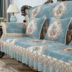 European Sofa Cushion, Vintage Leather Couch Cover, Chenille Slipcover, Furniture Protector, All-season, 1, 2, 3 Seater