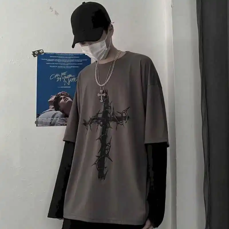 Men's Autumnal Anime Casual Long Sve T-irt Ultra Slim Fit Pure Cotton Warmth-Bearing Modern Sle Henry Collar T-irt