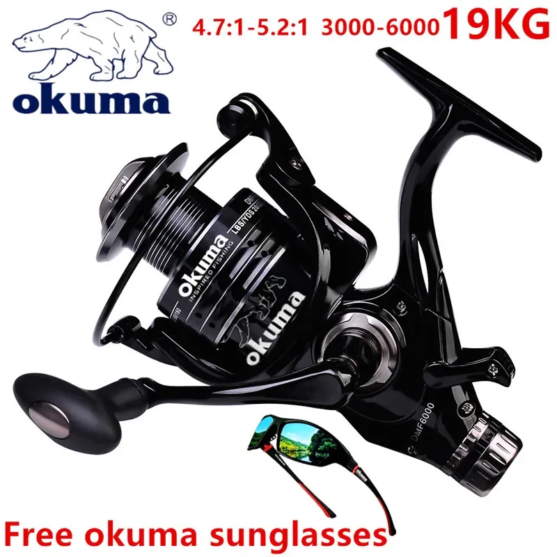 Okuma All Metal Wire Cup Spinning Fishing Boat 5.2:1 4.7:1 Rotating Drum 19KG ResistanceRotating Drum Fishing Drum 3000-6000