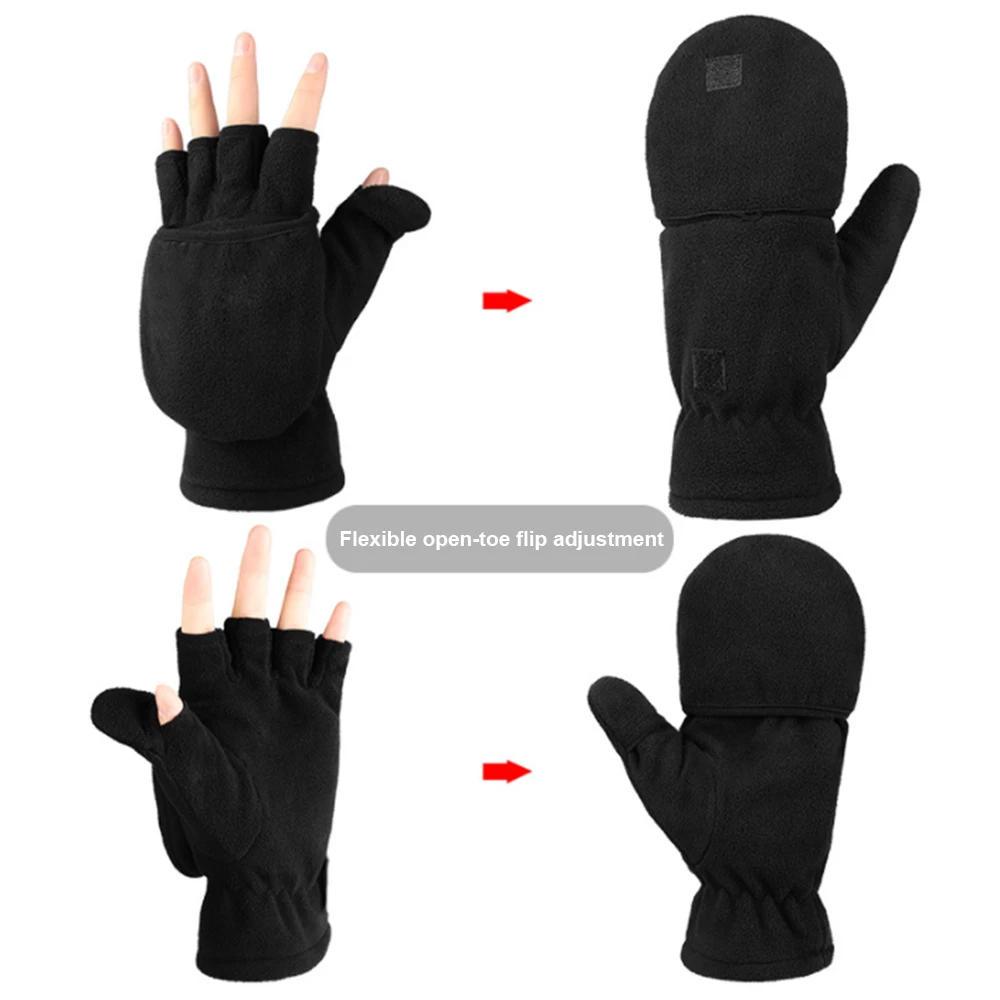 1 Pair L/XL Fashion Winter Warm Gloves Windproof Fingerless Outdoor Car Cycling Gloves Durable Comfortable Non-slip Gloves