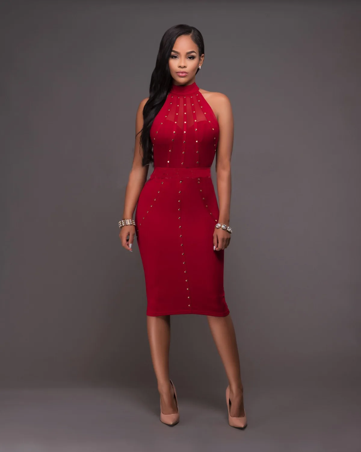 Damen Sommer Mesh kalte Schulter Diamant aus geschnitten zurück Bodycon Party Cocktail Midi Bleistift Kleider