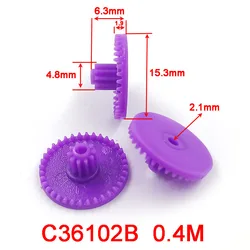 C36102B 0.4M Purple Plastic Double Crown Gear OD=15.3mm od=4.8mm Toy Model Pinion 36T+10T DIY Accessories