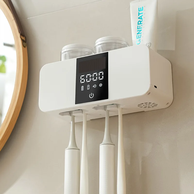 HOMEFISH Wall Mounted UV Toothbrush Sterilizer Rechargeable Smart Air Drying Toothbrush Sanitizer for Bathroom image 3