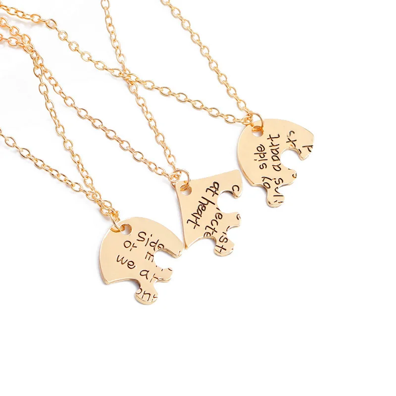 3pcs Sisters Necklace Heart-shaped We Are Sisters Connected at Heart Stitching Pendant Necklace Jewelry Accessories Gifts 2025