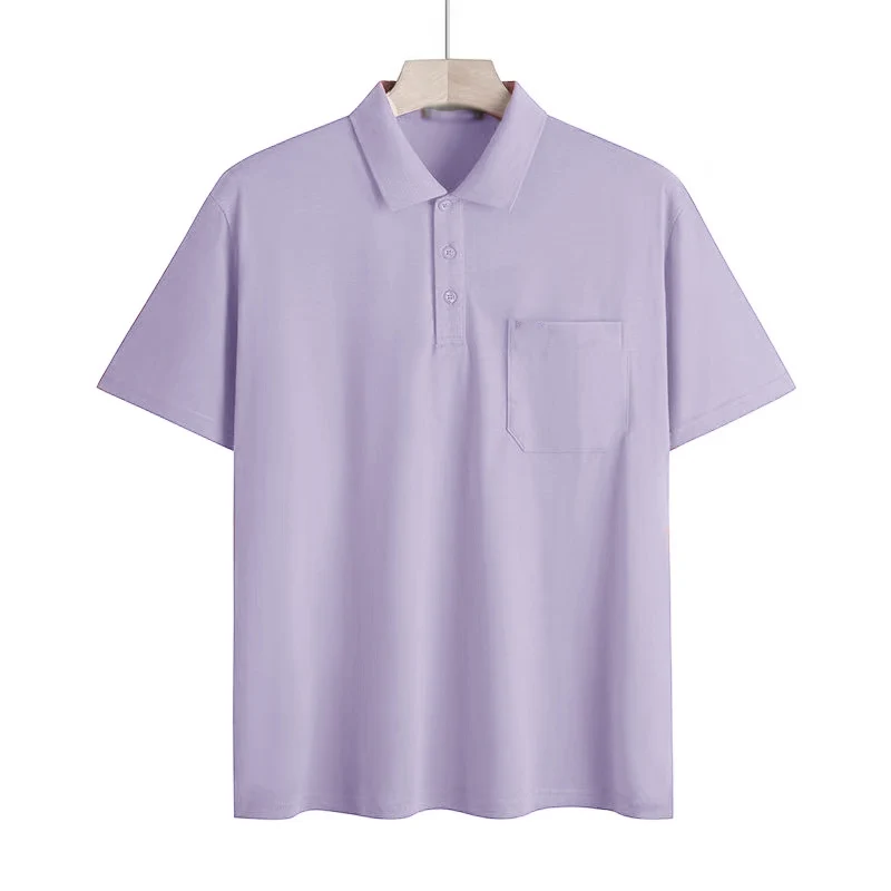 Pure Cotton Dad Short Sleeve Shirt Collared Loose Fit Mid-aged Men Summer Wear Casual Style Color T-shirt for Men