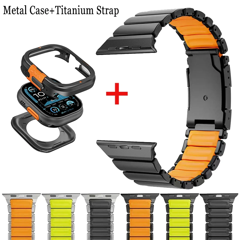 

Металлический корпус + титановый ремешок для Apple Watch Ultra 3/2 49 мм 46 мм, защитный чехол из сплава с защитой от падений для Iwatch Series 11 10, спортивный ремешок