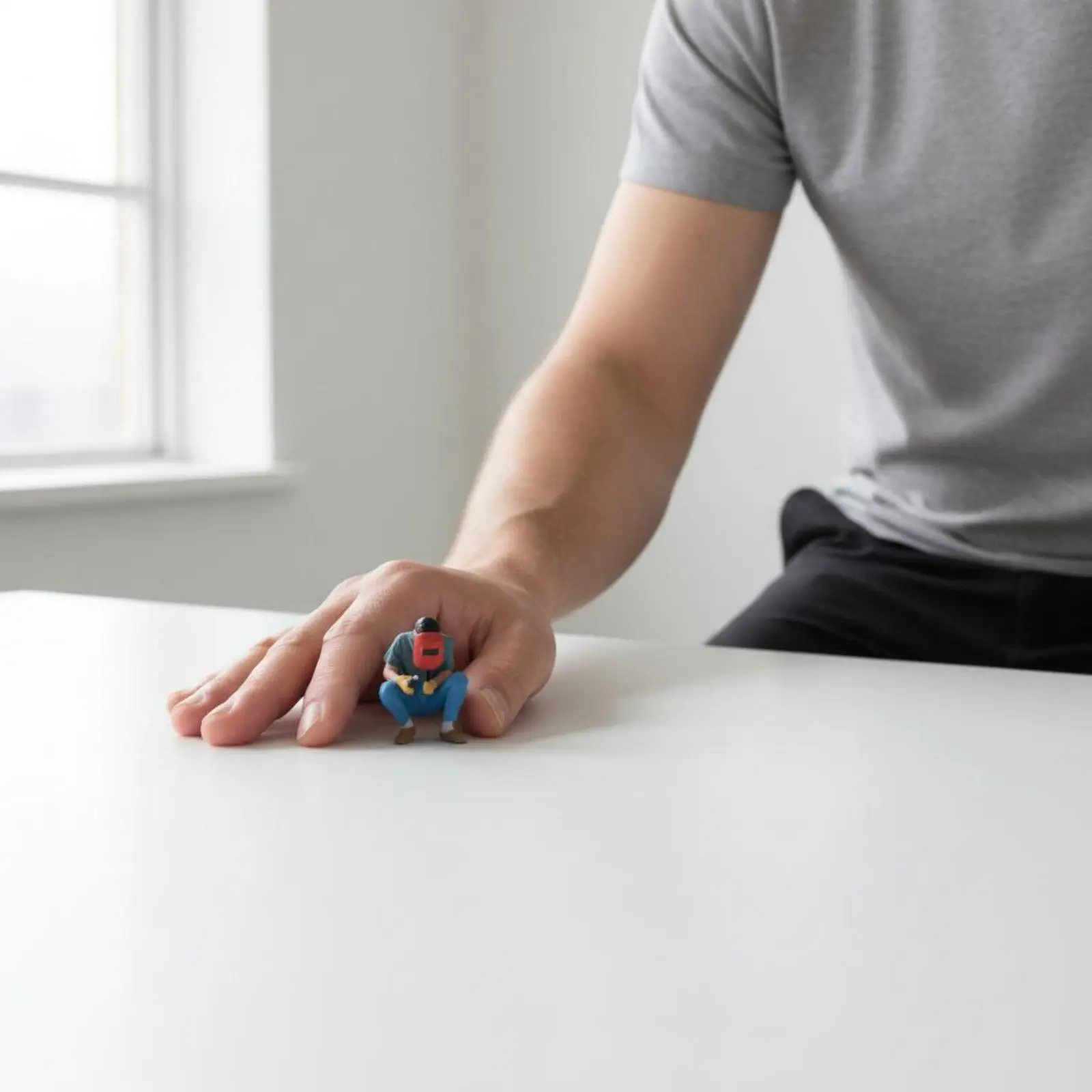 Miniature Resin Worker Figurine for Sand Table Layout Diorama Scene Creative Storytelling Model Train Hobby Decor