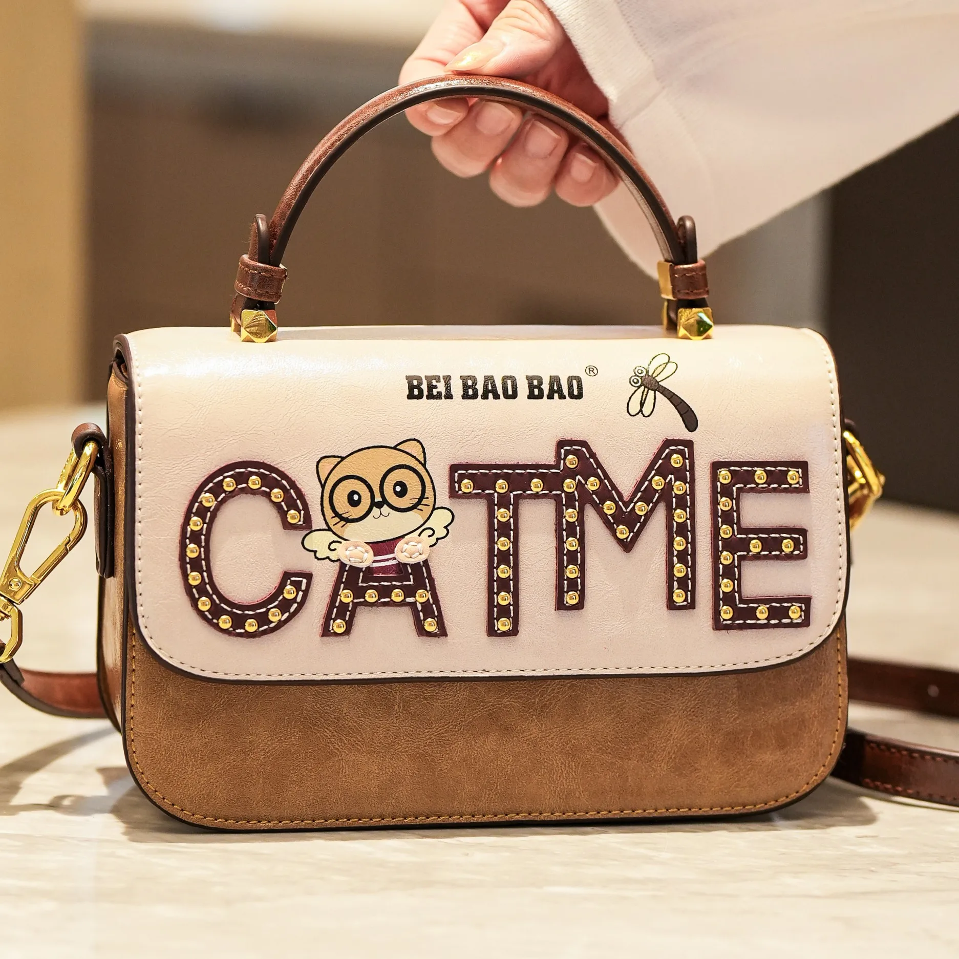 

Fashionable rivet design clutch,women's shoulder crossbody bag,luxurious letter design women's handbag,Soft leather Flap Purse