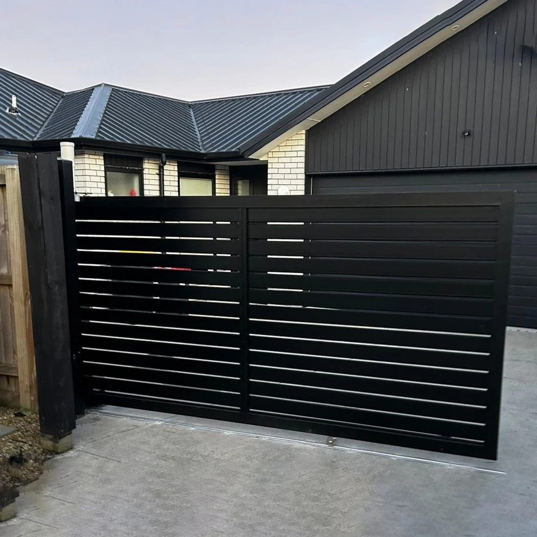 Aluminum Sliding Gate Driveway 6x6ft Automatic Electric Motor System Metal Garden Gate Yard Fence Luxury High