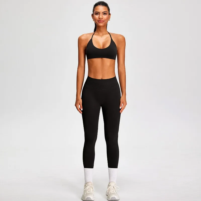 PMW Women Seamless Yoga Set Outdoor Cycling Running Sports Set High Elasticity Lifting Buttocks Quick-Drying Yoga Clothes
