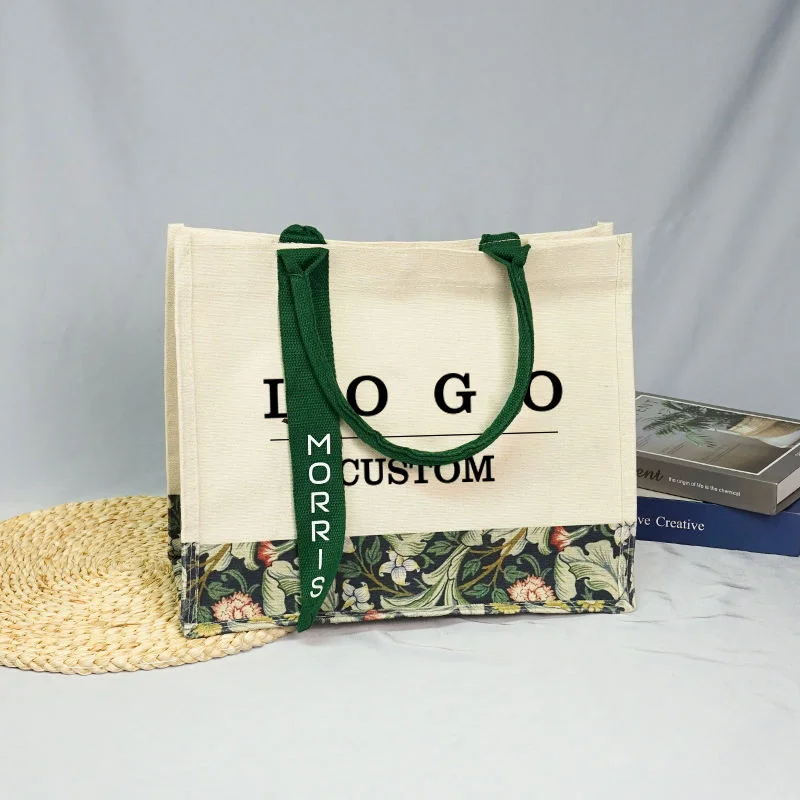 20/50/100 Pcs Custom Floral Pattern Laminated 3D Canvas Tote Bag For Company Promotion Waterproof Reusable Shopping Gift Bag