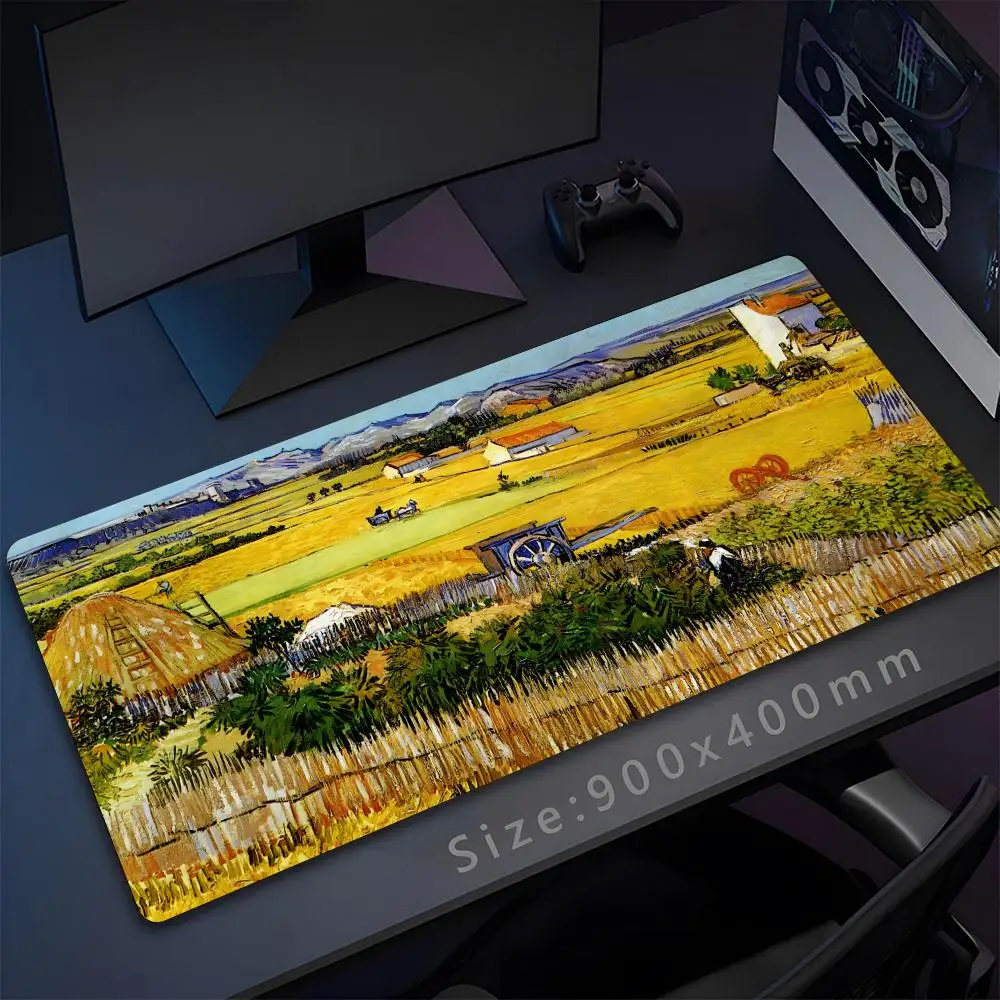 Art Van Gogh Hot Game Grote Computer Gaming Muis Groothandel Pad Waterdicht Pu Lederen 1000X500 Muismat