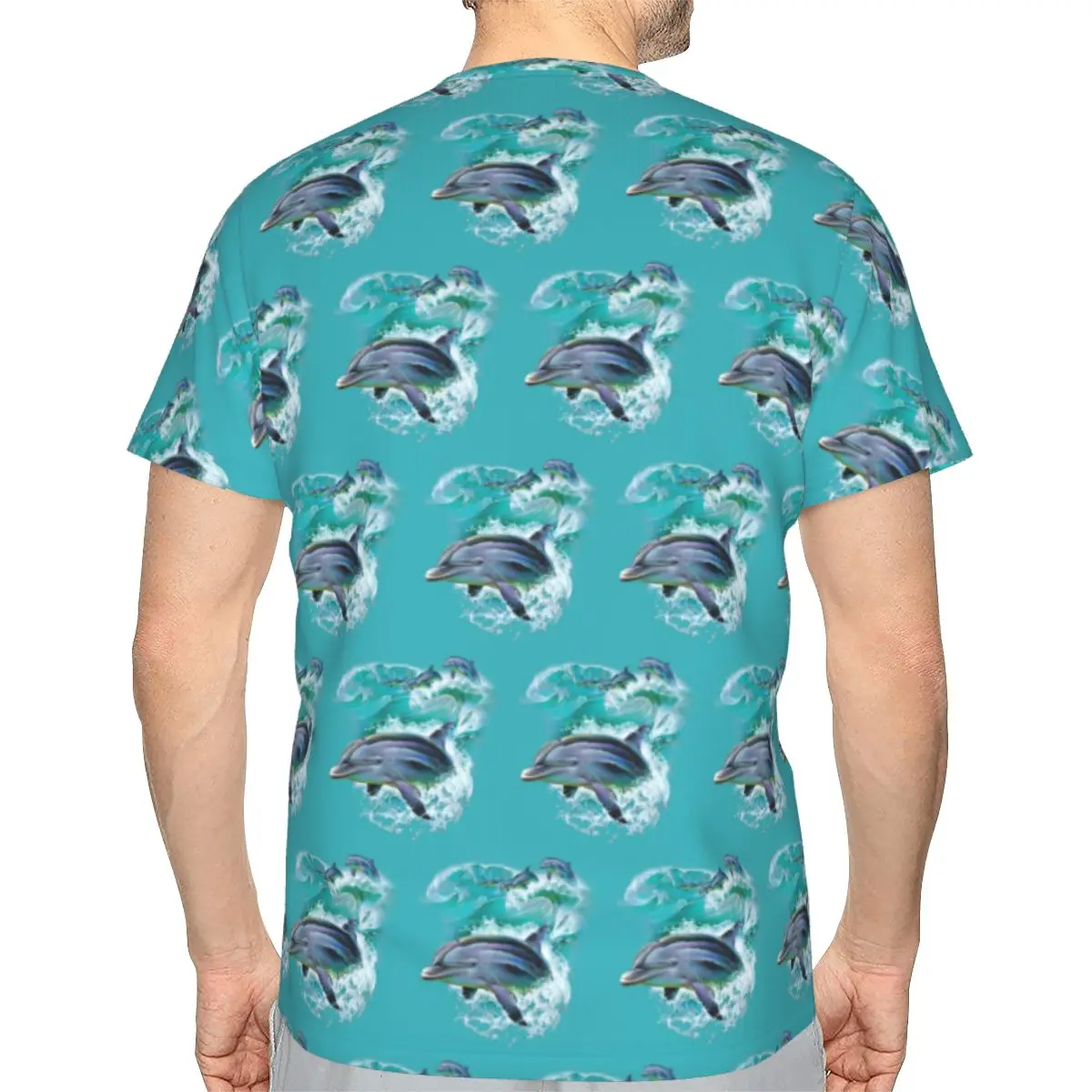 Dolphins Catching Waves 100% Cotton T-Shirt Men'sClassic T Shirts Men Round Neck Short Sleeve