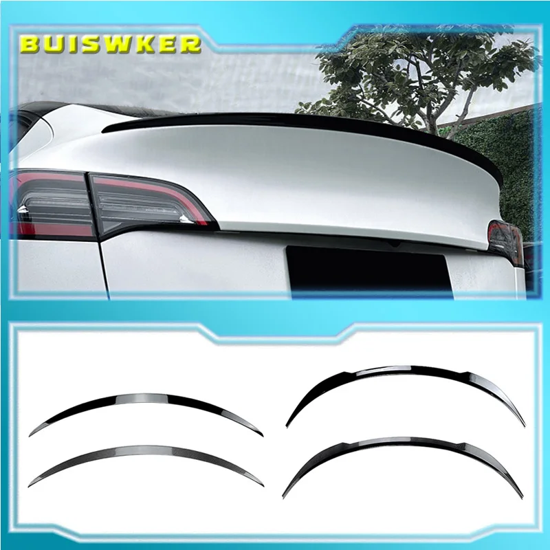 

ABS BlackSpoiler Accessory Car Spoiler For Tesla Spoiler Model Y 2021-2024 Car Rear Roof Trunk Spoiler Rear Wing Lip Trim Stick