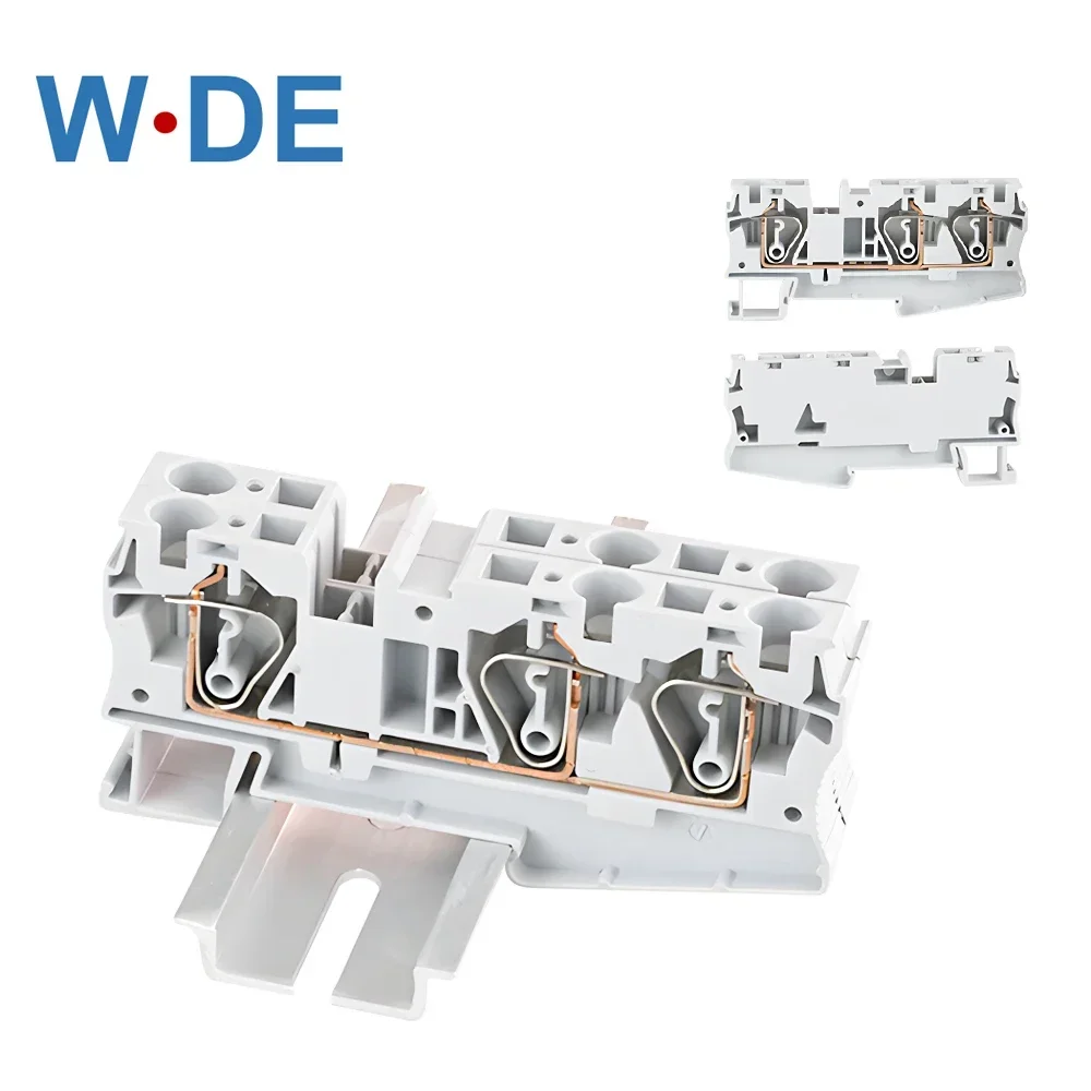 

5 Pcs Din Rail Terminal Block ST-6-TWIN Electrical Wiring Return Pull Type Three Conductors Terminal Block ST6-TWIN
