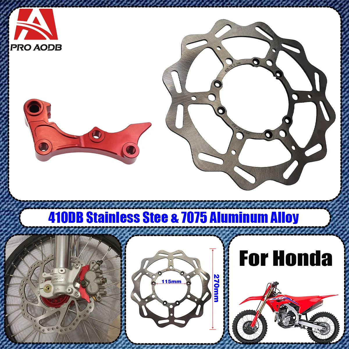 

Motorcycle 270mm Front Brake Disc Rotor For Honda CR125 250 125E 125R 250E 250R CRF250R 450R 250X 450X 450RX 450L Universal Part