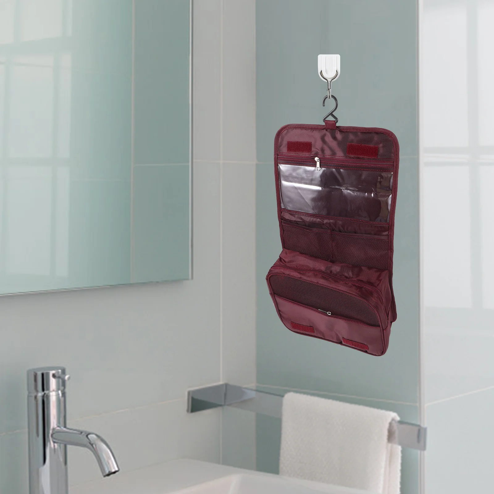 

Foldable Toiletry Bag Waterproof Washable Hanging Organizer For Travel Gym Beach Camping Multiple Pockets Lightweight