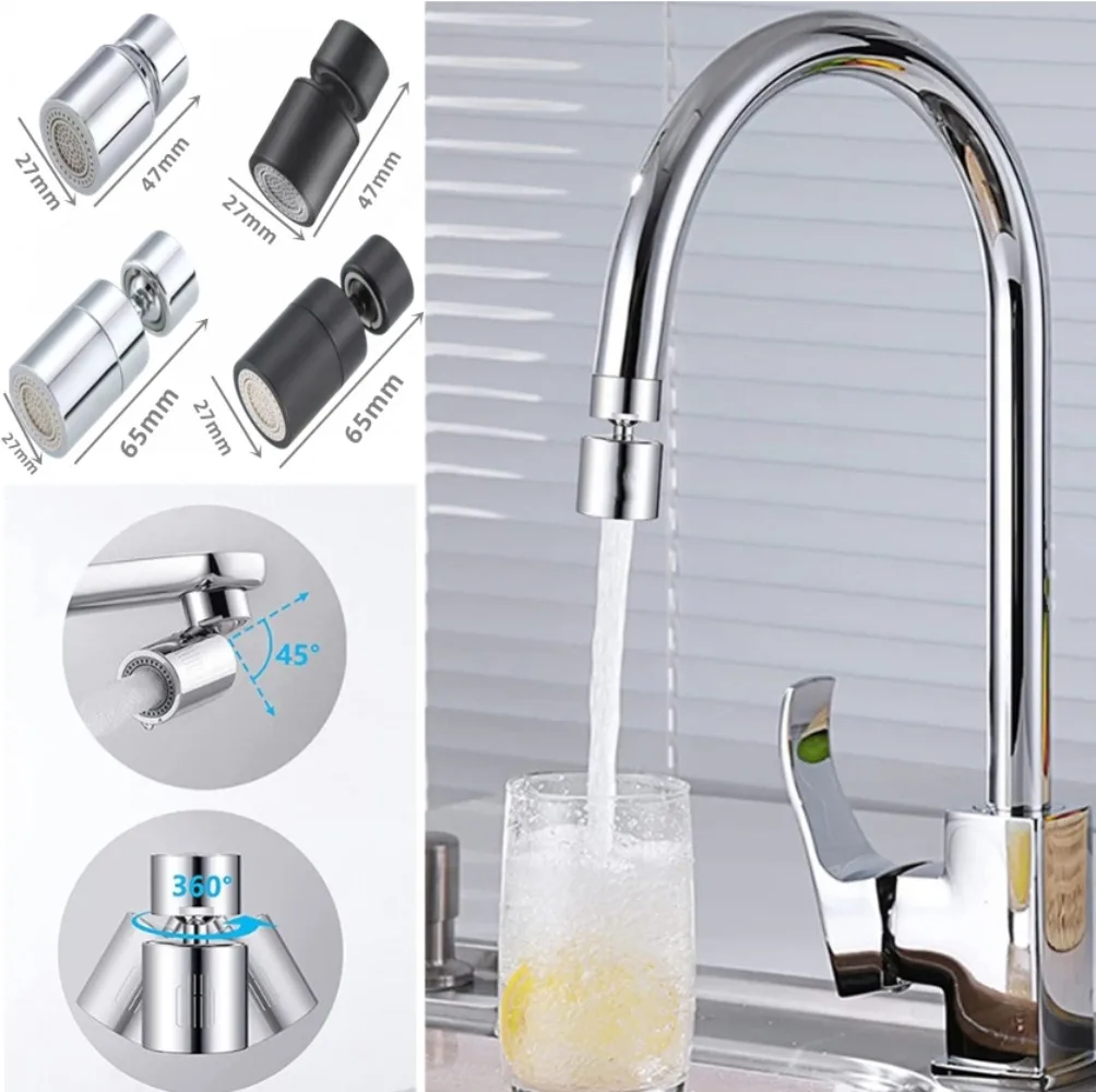 360° Rotary Faucet Aerator 2 Mode Nozzle Bubbler Mixer Kitchen Sink Pressurized Splashback Bathroom Wash Basin Water Filter