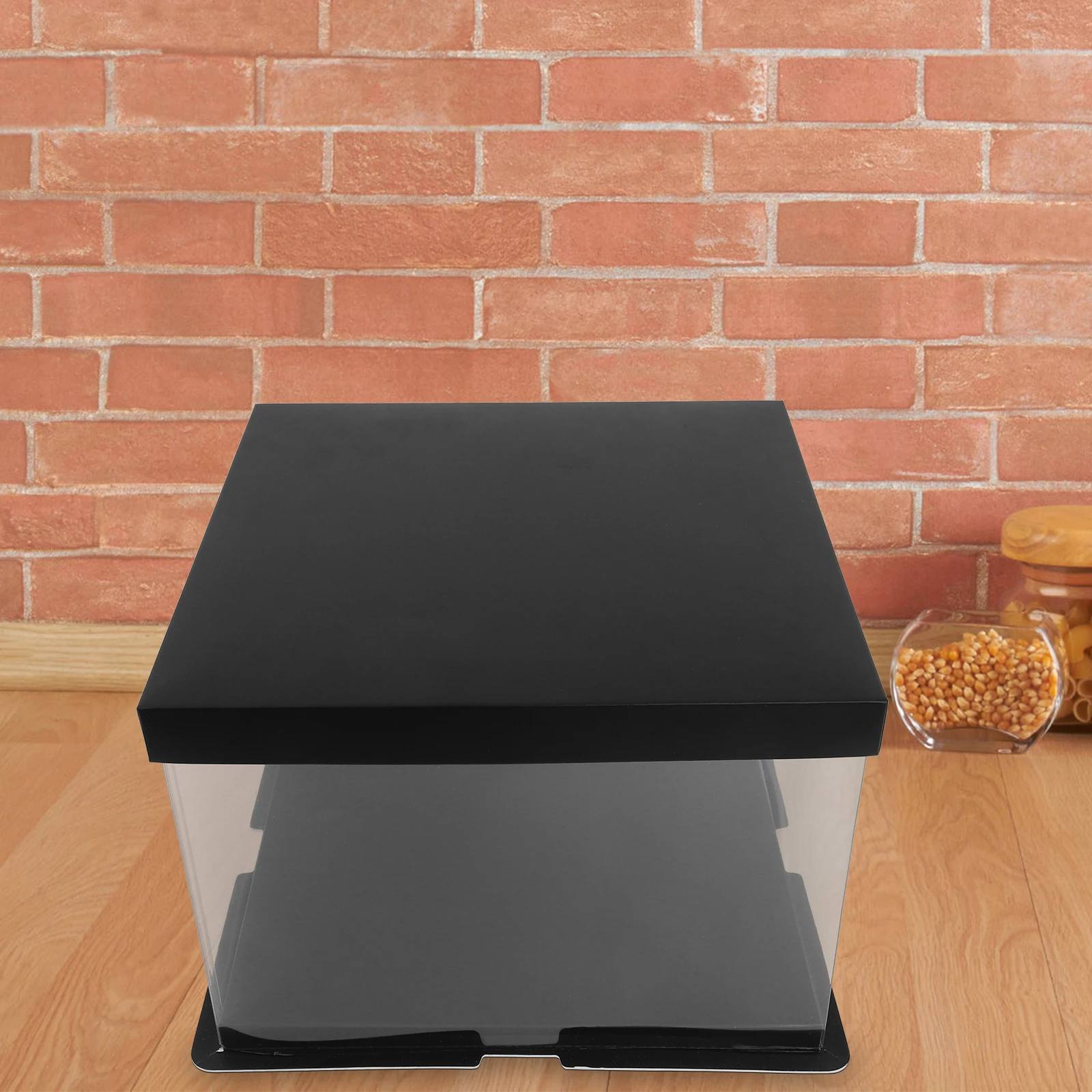 

Sturdy Clear Display Black Plastic Packaging For Cake Artwork Clear Storage Container Case Holder Transparent Showcase