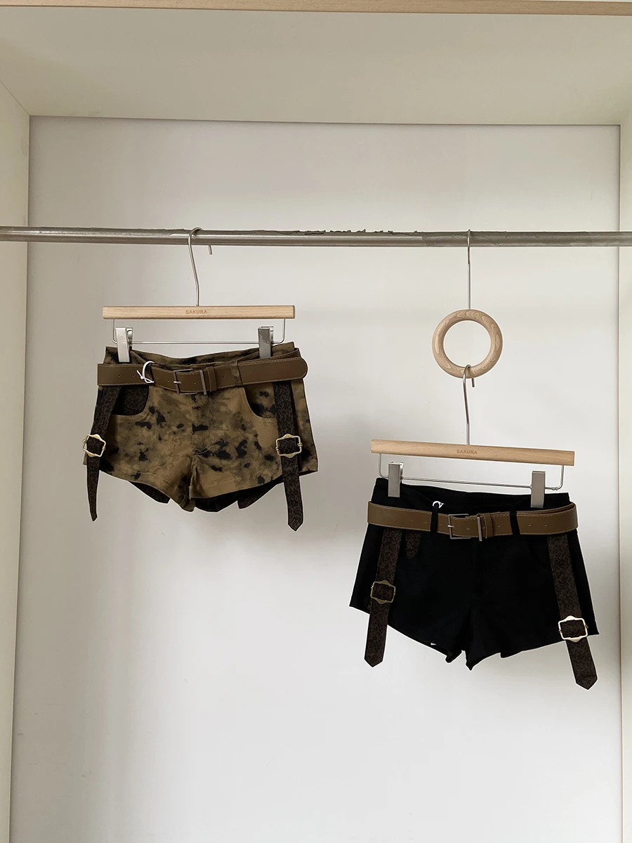 

American Style Low Waist Slim Fit Leopard Print Denim Shorts Women's Summer New Korean Version Desert Style A-Line Hot Pants