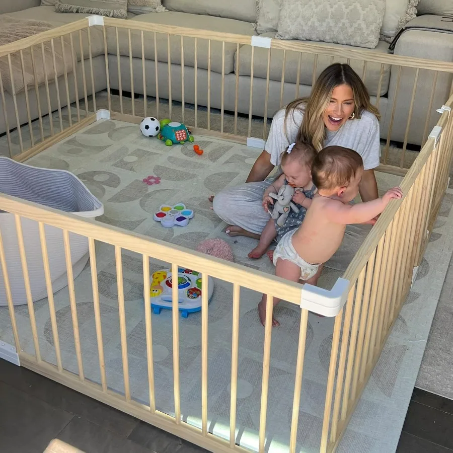 HARPPA Box per cancello per bambini per neonati e bambini piccoli Box in legno Grande recinzione per bambini Cantieri da gioco per area gioco 71,5x79,5x24 pollici