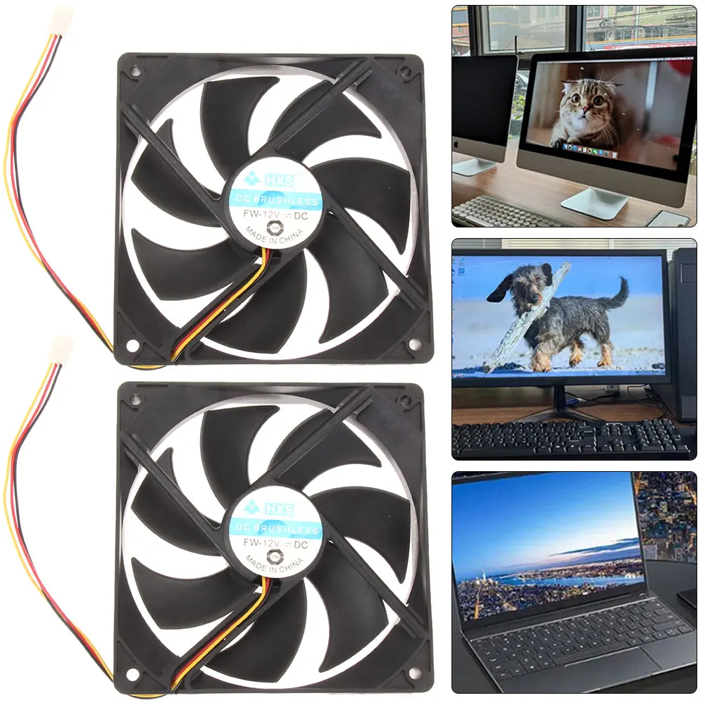 

2Pcs 120mm 120x25mm 12V 3Pin DC Brushless PC Computer Case Cooling Fan