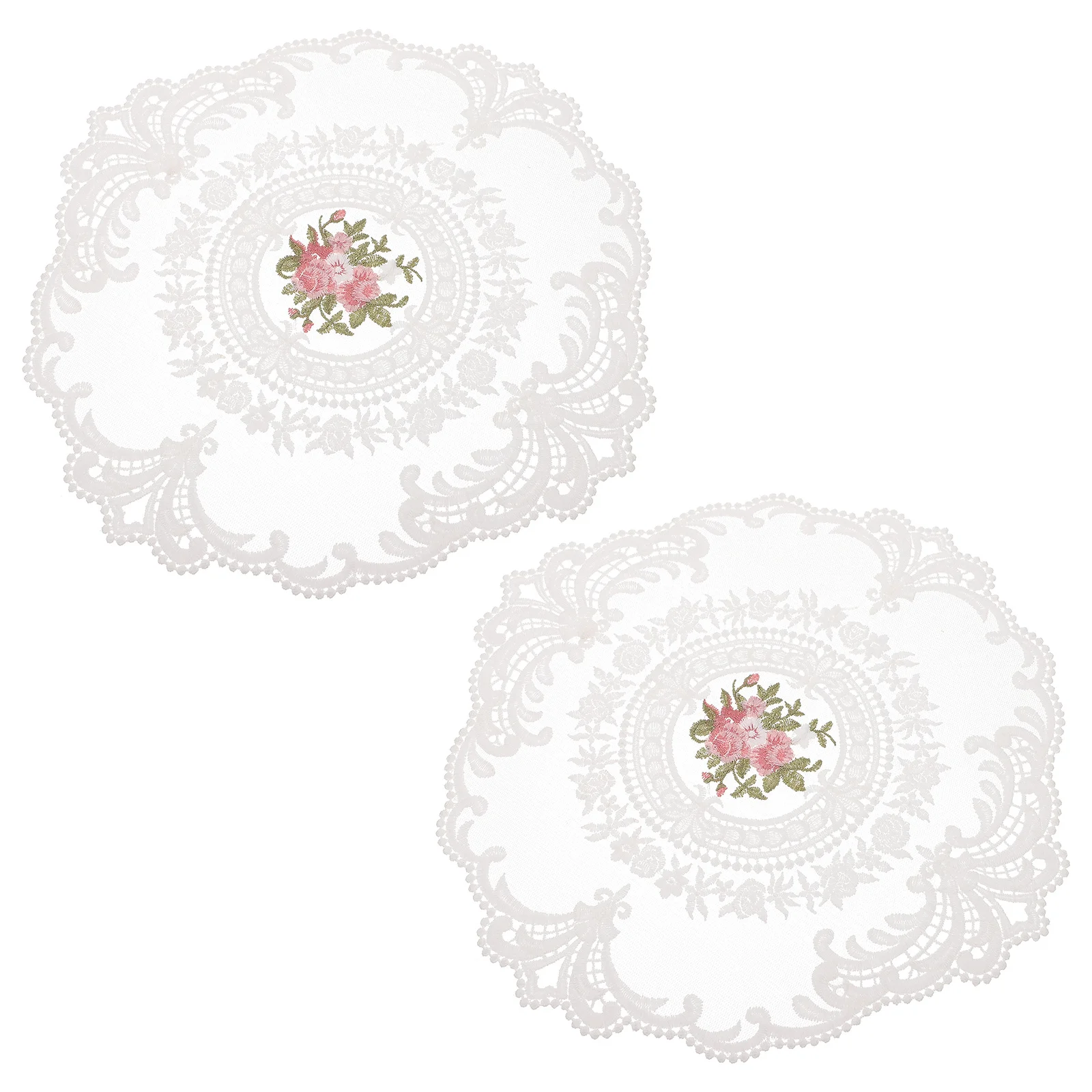Manteles Individuales de encaje reutilizables de primera calidad para decoración del hogar, accesorio de mesa elegante, posavasos, accesorios para fotos, 2 uds.