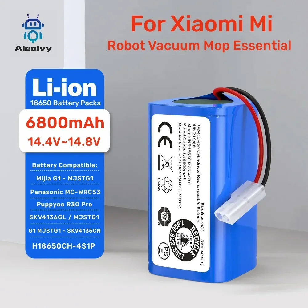 6800mAh Battery H18650CH-4S1P for Xiaomi Mi Robot Vacuum Mop Essential MJSTG1, Mijia G1 14.8V, SKV4136GL, Tefal Explorer Series