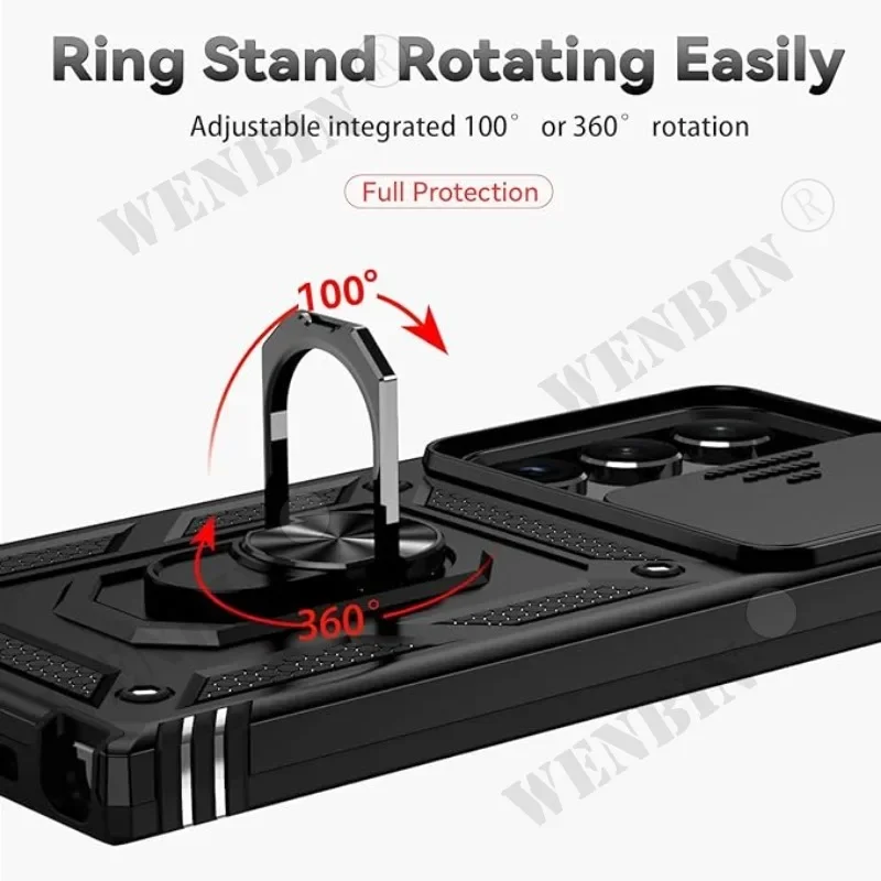 Case For Samsung S24 Ultra S23 Ultra Plus A15 A14 A54 A34 Heavy Duty with Camera 360 Degree Rotate Kickstand Shockproof Cover