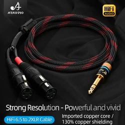 Hi-end kabel Audio 6.5mm TRS do XLR Y-Splitter do mikrofonu 6N OFC 6.5mm Stereo do 2 x lr Adapter 6.35 przewód męska wtyczka kabel