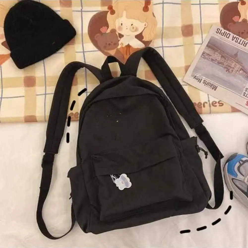 Mochila casual para estudantes do ensino médio, cor sólida, à prova d'água, mochila de viagem, grande capacidade, mochila feminina, adolescente