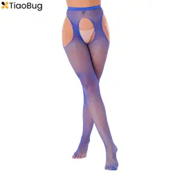 Women's Hollow Out Crotchless Leggings Footed Tights Pantyhose High Waist Elastic Hot Pants Sexy Lingerie Nightwear Clubwear