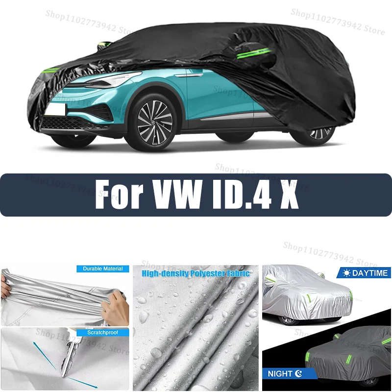 

Car Cover For VW ID.4 X Full Exterior Black Silvery-Auto Cover Sunshade Dustproof Waterproof Reflective strips cars accessories