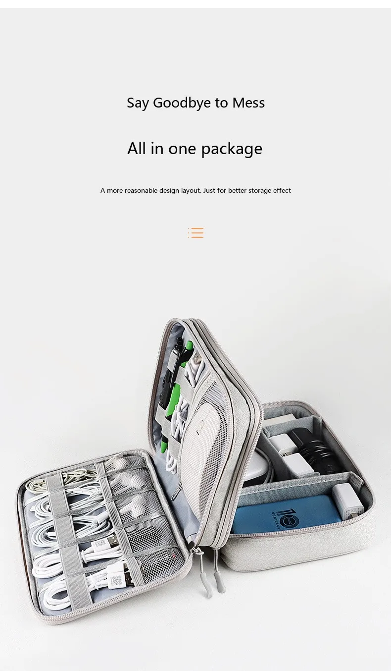 Aufbewahrungstasche für digitales Zubehör, große Kapazität, wasserdichte Organizer-Tasche für Kabel und Kopfhörer – Detail 5